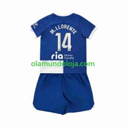 Camisola Atlético Madrid 2 Marcos Llorente 14 Criança Equipamento Segundo 2023-2024 Manga Curta